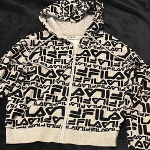 Fila Kids Black and White Patterned Hoodie